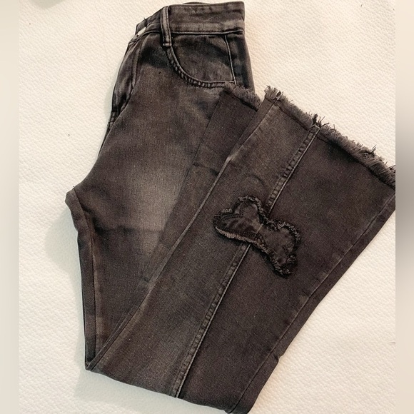 Y2K baggy wide leg denim jeans with Butterfly Detail bell bottoms Size 2 NEW - Picture 9 of 16